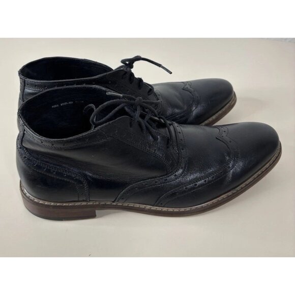 Stacey Adams Men Sz 10.5 Black Wingtip Chukka Shoes Leather Upper EUC